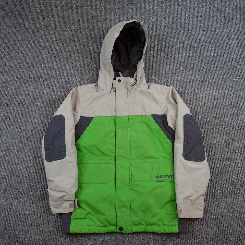Burton Jacket Kids 10-12 Green Hooded Insulated Ski Snow DRYRIDE Winter